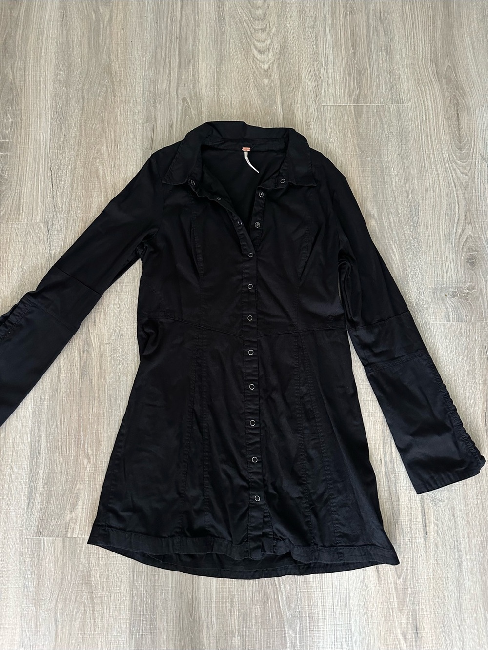 Free people Black Button-Front Long Sleeve Shirt Dress